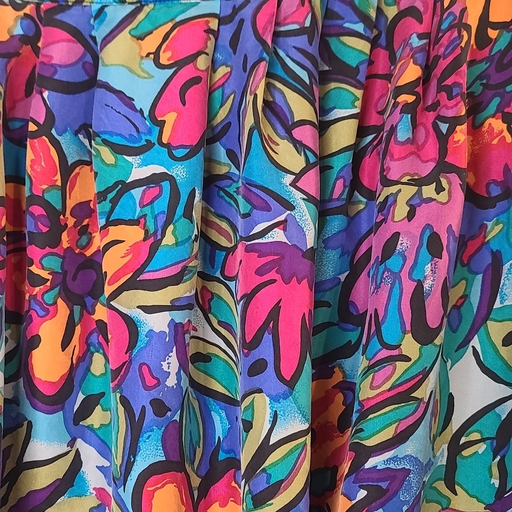 Melrose 100% Silk Floral Skirt Size 8 – Vibrant Multicolor - Picture 3 of 5
